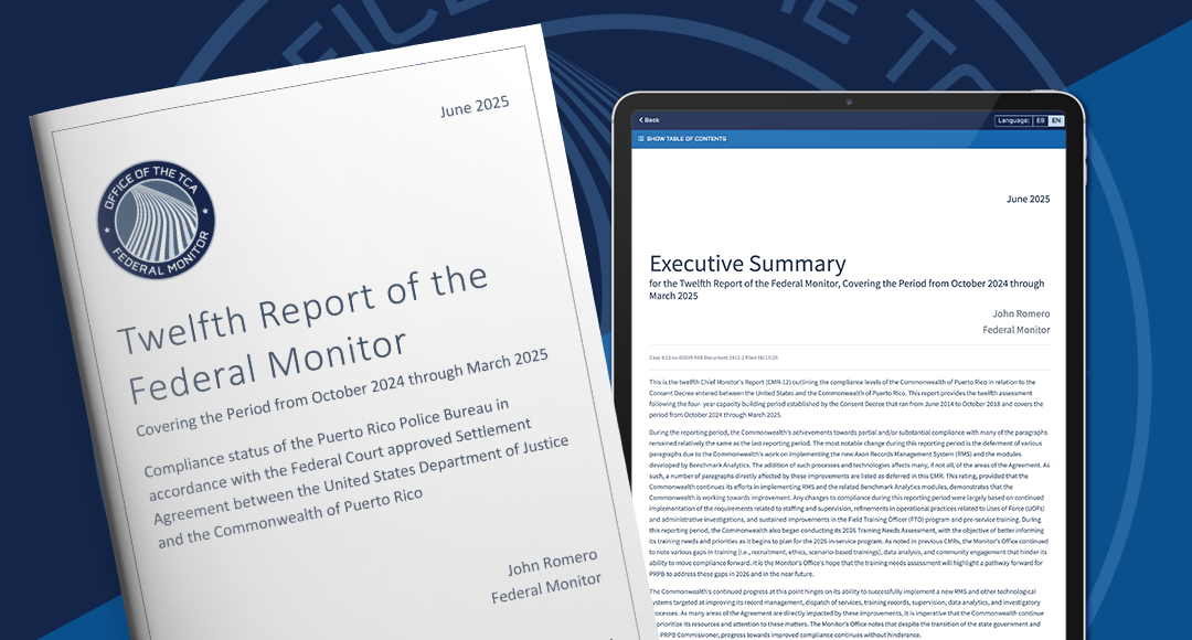 Visualization of printed copy on a clipboard and online version on a tabled of the TCA'a report.